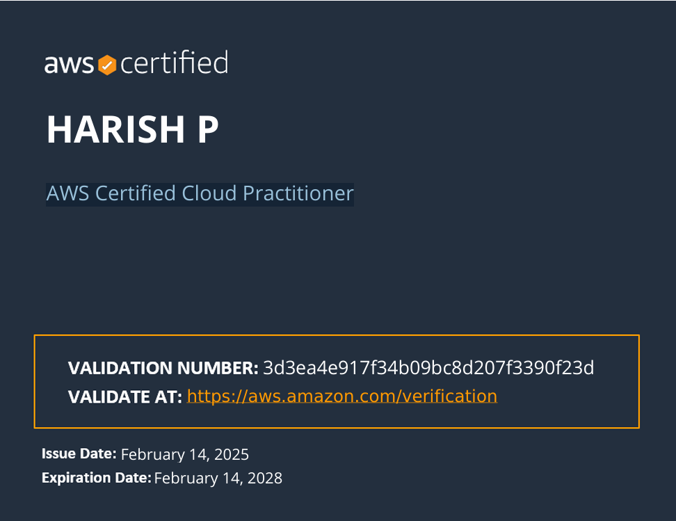 AWS Certified Cloud Practitioner Certificate